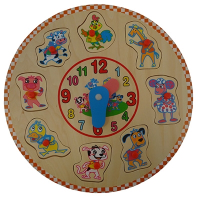 Puzzel klok rond dieren blank