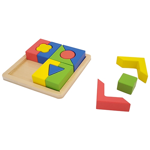Blokken puzzel met vormen dik
