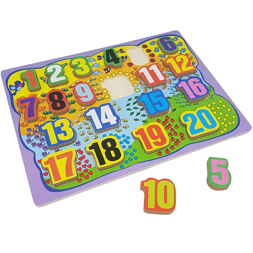 Puzzel cijfers 1-20 dikke stukken (1,2 CM)