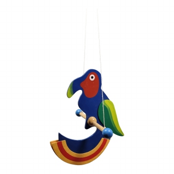 Draai Papagaai blauw rood/oranje staart