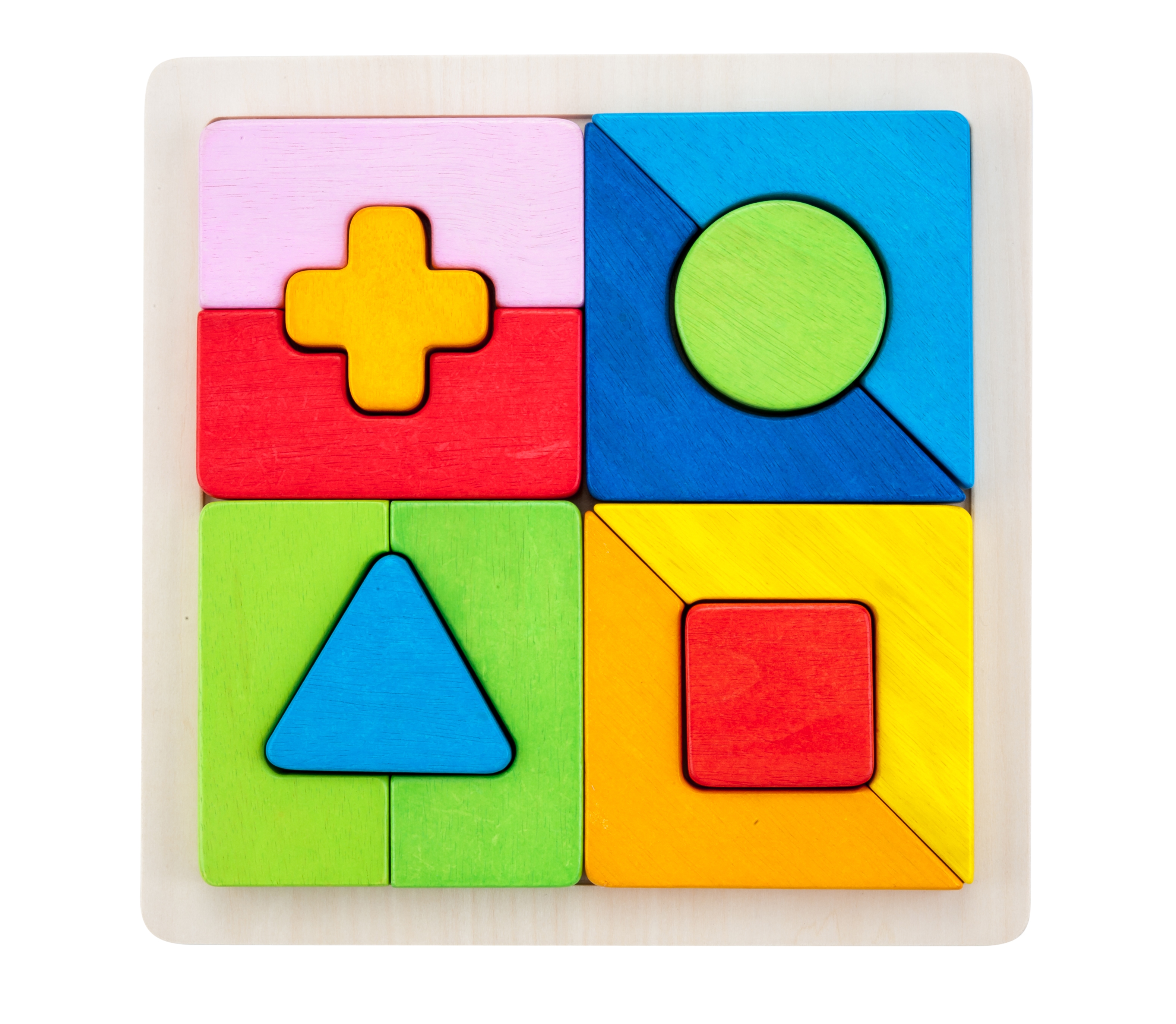 610029 - Sorteerbord geometrisch vormen multiplex/rubberhout