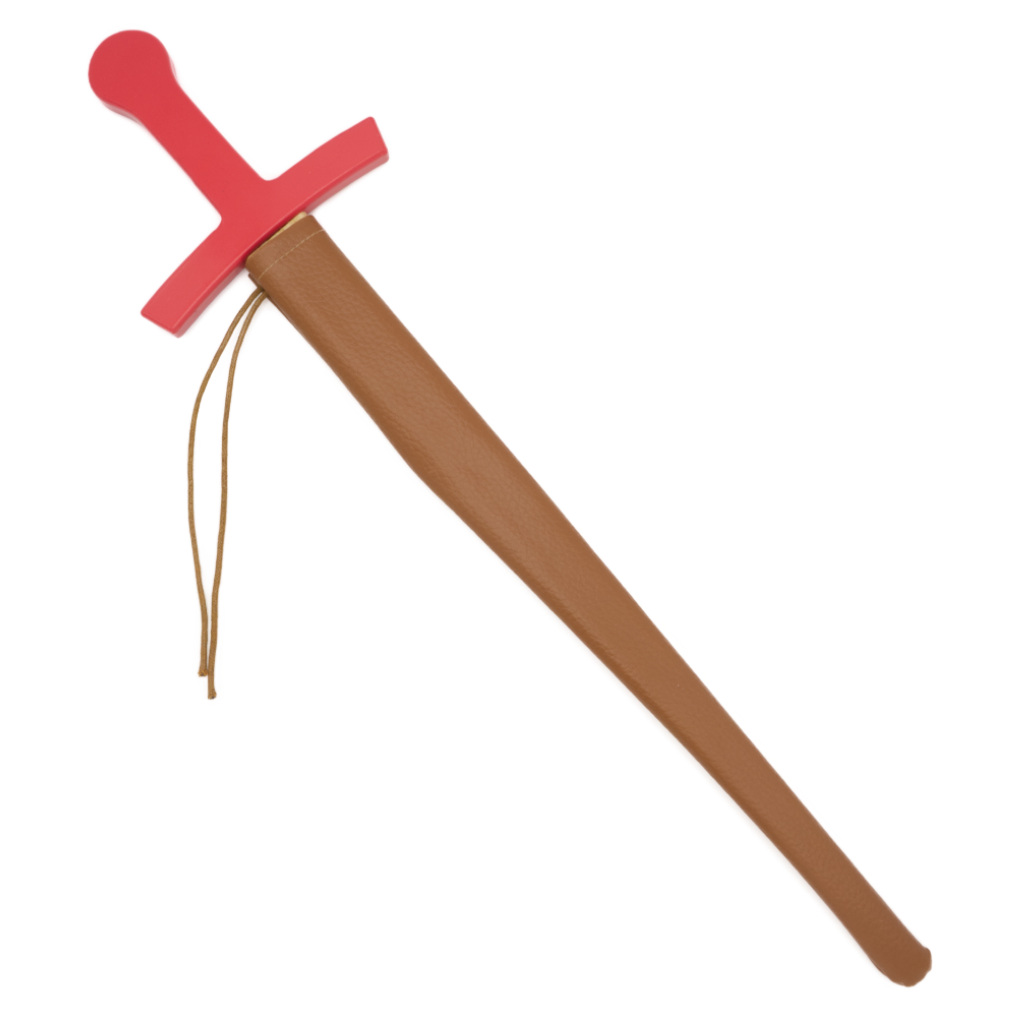 Houten zwaard met schede rood handvat